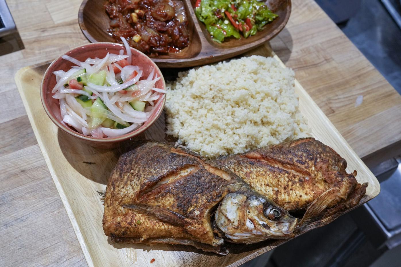 Attieké with Grilled Fish